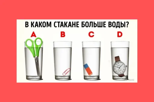 В каком стакане больше воды? 5 картинок, которые сломают ваш мозг  